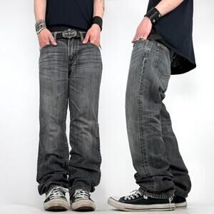 Vintage y2k baggy wide leg faded grey archive skater grunge jeans